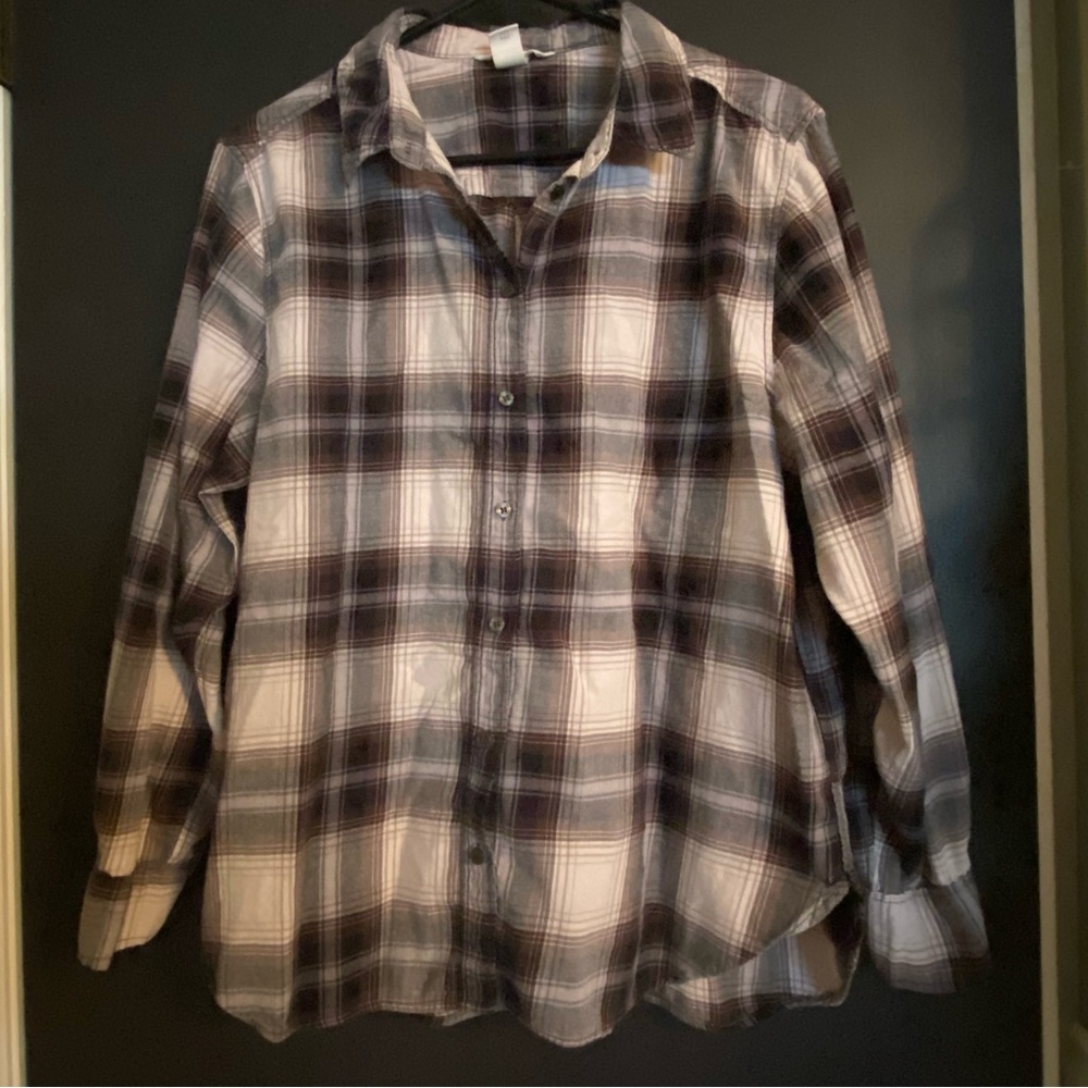 H&M Checkered button up Shirt in Brown and Cream